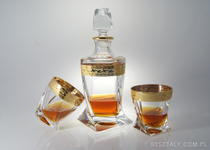 Komplet kryształowy do whisky - QUADRO RICH GOLD (whisky set 1+6) - zdjęcie główne