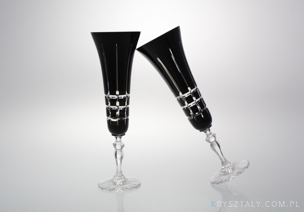 Kieliszki kryształowe do szampana 140 ml - BLACK (443 KR3) - zdjęcie główne