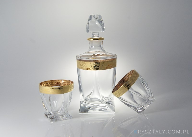 Komplet kryształowy do whisky - QUADRO RICH GOLD (whisky set 1+6)  - zdjęcie duże 2