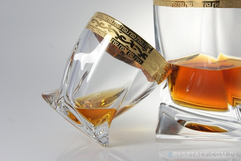 Komplet kryształowy do whisky - QUADRO RICH GOLD (whisky set 1+6)  - zdjęcie duże 3