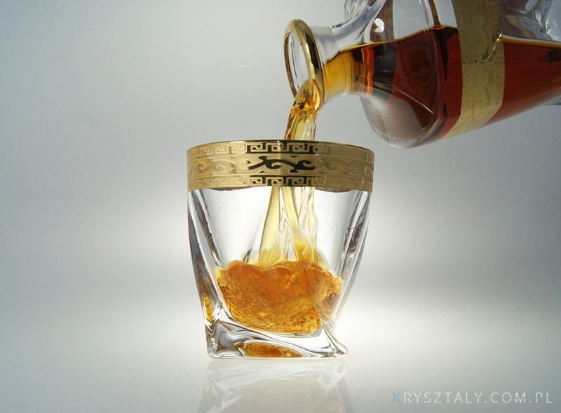 Komplet kryształowy do whisky - QUADRO RICH GOLD (whisky set 1+6)  - zdjęcie duże 4